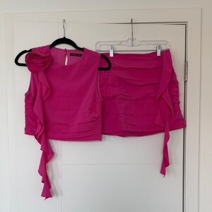 Pink Sleeveless Top and Skirt Set